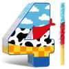 Hungdao Toy Inspired Birthday Piata for Kids Cartoon Cow Number Piata Decorations Summer Cartoon Story Game with Stick Red Scarf Blue Sky Cloud Boys Girls Baby Shower Farm Party Favor(Number 4) view 1