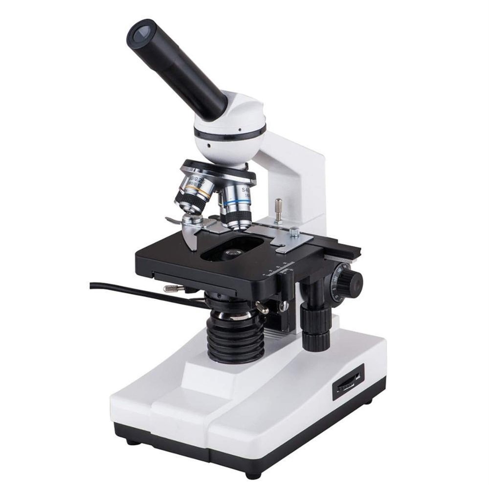 40X-1600X Monocular Biological Microscope for Kids & Students, LED Lamp, Rotatable Head, Coarse & Fine Focus, Economic Science Microscope for Beginners (X-S-P100D)