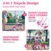 Liberry 2 in 1 Toddler Tricycle Age 2 3 4 Years Old, Kids Trike with Light Up Wheels, Adjustable Push Handle, 3 Wheel Bike Outdoor Indoor Riding Toy Gift for Girls Boys, Pink view 3