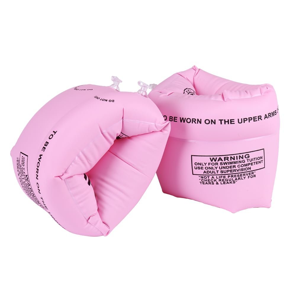 2 Pcs Arm Floaties Inflatable Swim Arm Bands Floater Sleeves Swimming Rings (Pink)