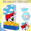 Hungdao Toy Inspired Birthday Piata for Kids Cartoon Cow Number Piata Decorations Summer Cartoon Game with Stick Red Scarf Blue Sky Cloud Boys Girls Baby Shower Farm Party Favor(Number 1) view 3