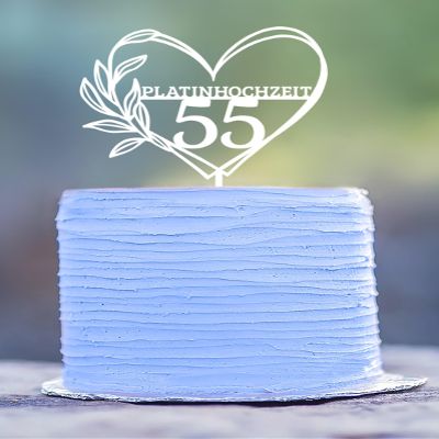 Heart Cake Topper,55 Wedding Anniversary Cake Topper,55th Marriage Anniversary Topper,Wedding Anniversary Party Ideas Party Cake Decal Supplies for Men Women.