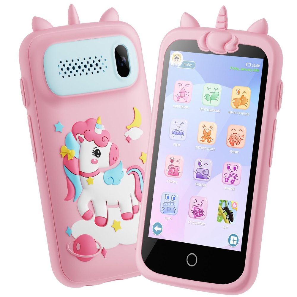 Kids Smart Phone for Girls Toys, 3.97" Touchscreen Kids Cell Phone , Christmas Birthday Gifts for Girls Age 3-12, Toddler Learning Play Toy Phone, 8GB Card Pink