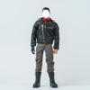 1/12 Scale Male Clothes Leather Coat Suit for 6 inches Male Action Figure, 1/12 Man Action Figure Costume Leather Clothes Outfit Set with Pants & Belt & Scarf Accessory (Coat+Pants with Scarf+Belt) view 1