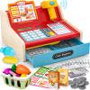 2026 Wooden Toy Cash Register for Kids,Rechargeable Counting Wood Cash Register Toys, Kids Cash Register with Scanner Realistic for Boy Girl Age 2-4 4-8, Pretend Toy Role-Playing Birthday Ideals Gift view 1