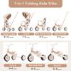 7-in-1 Baby Tricycle with Adjustable Parent Handle - Foldable Toddler Bike w/Removable Canopy & Guardrail, Aluminum Alloy Frame Stroller Bike for 1-6 Years Old (12-72 Months) (Light Brown) view 2