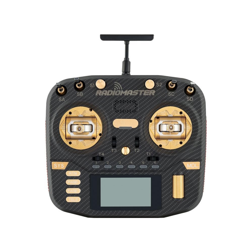 Radiomaster Boxer Max Version with CNC AG01 Hall Gimbals Carbon Fiber 2.4G 16ch Transmitter Remote Control ExpressLRS Mode 2 (ELRS-Gold)