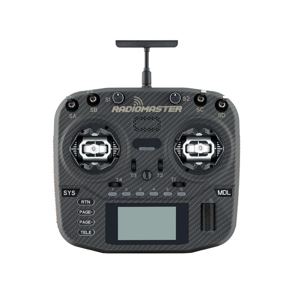Radiomaster Boxer Max Version with CNC AG01 Hall Gimbals Carbon Fiber 2.4G 16ch Transmitter Remote Control ExpressLRS Mode 2 (ELRS-Black)