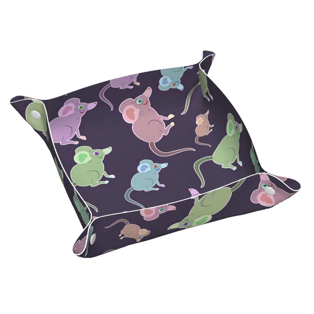 Animals-Cute Mousepad,MouseMat Print Valet for Women and Man Decorative Desk Organizer Tray Leather Bedside Vanity Tray