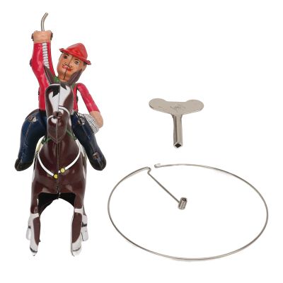 plplaaoo Clockwork Vintage Figure Toy Retro Wind Up Model Mechanical Performance Authentic Cowboy Theme Decoration for Home Bar Coffee Shop Iron Material