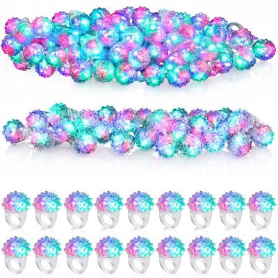Leyndo 150 Pcs Bumpy Colorful LED Light up Rings, Glow Lights
