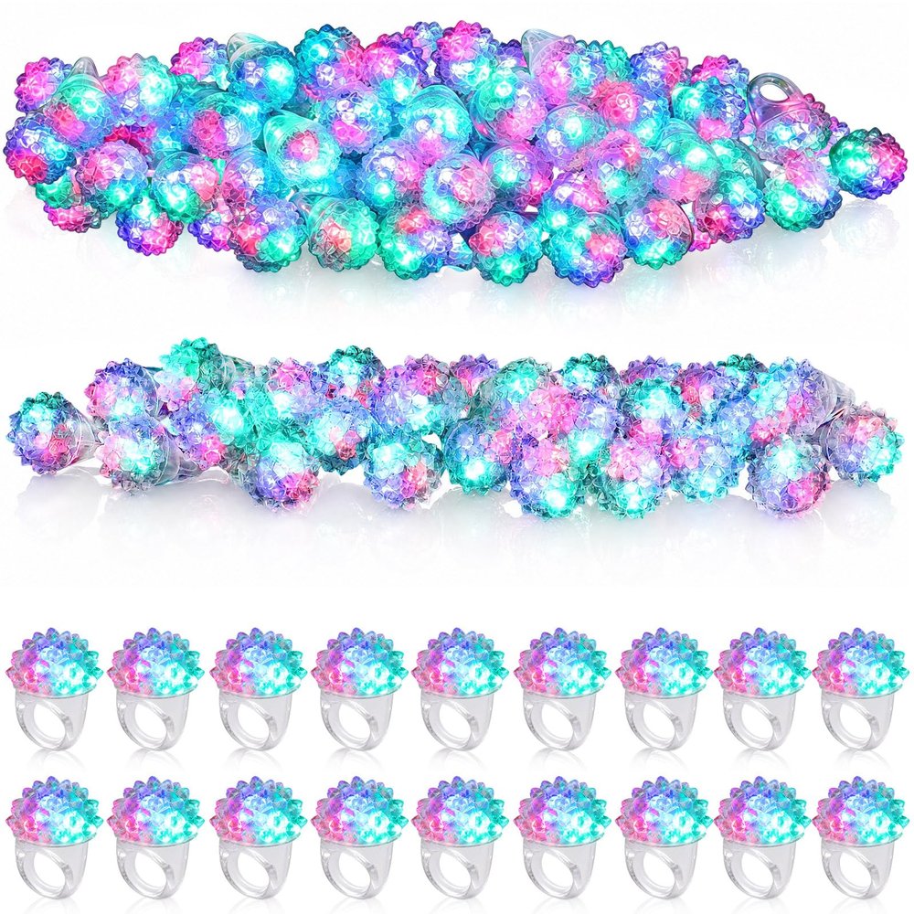 Leyndo 150 Pcs Bumpy Colorful LED Light up Rings, Glow Lights