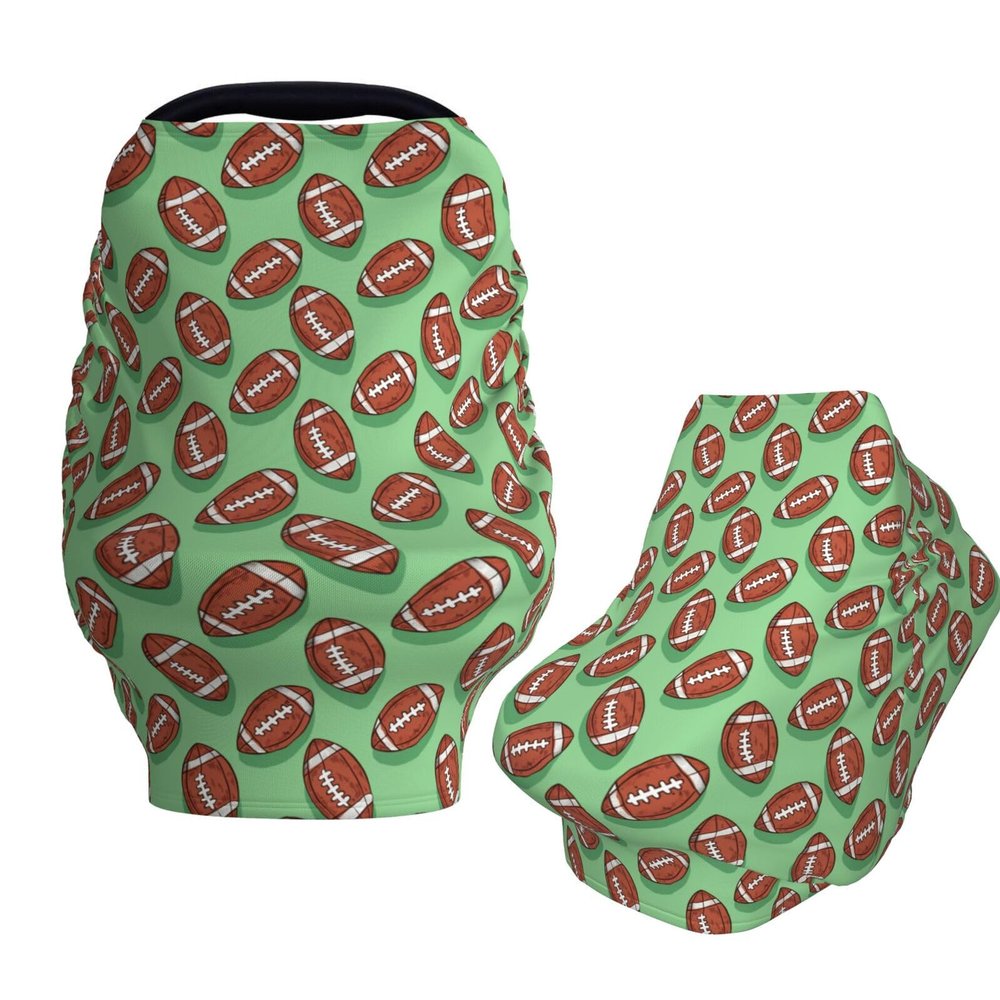 Muishi American Football On Green Baby Car Seat Covers Carseat Canopy Soft Infant Stroller Cover Nursing Breastfeeding Covers for Girls Boys Newborn