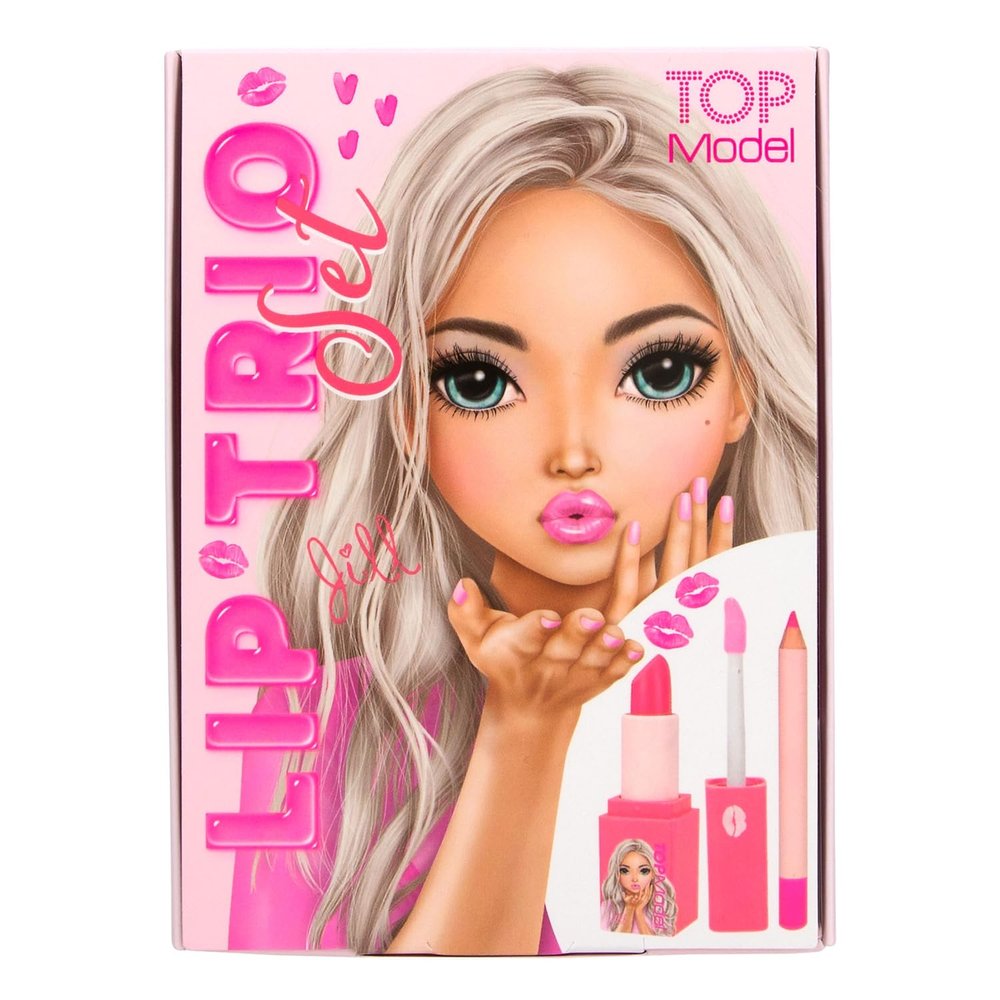 Depesche 13572 TOPModel Beauty and Me Lip Gloss Set with Lip Liner, Lipstick and Lip Gloss in Pink Tones, Small Makeup Guide Included