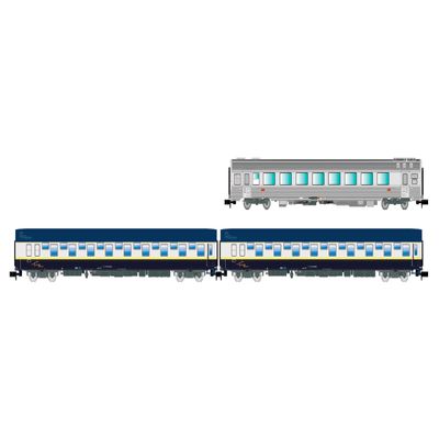 HN4474 Arnold SNCF, 3-unit pack "Train Expo", set 1, 2 x T2 sleeping coach + bar coach, ep. VI Passenger Coaches, Blue