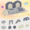 13 Pieces Foam Climbing Blocks for Toddlers 1-3|Kids Floral Soft Play Climbing for Indoor,Infant Modular Crawing Toys with Washable Cover for Playroom,Bedroom,Nursery and Preschool,Gray & Beige view 2