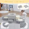 13 Pieces Foam Climbing Blocks for Toddlers 1-3|Kids Floral Soft Play Climbing for Indoor,Infant Modular Crawing Toys with Washable Cover for Playroom,Bedroom,Nursery and Preschool,Gray & Beige view 3