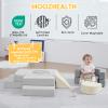 13 Pieces Foam Climbing Blocks for Toddlers 1-3|Kids Floral Soft Play Climbing for Indoor,Infant Modular Crawing Toys with Washable Cover for Playroom,Bedroom,Nursery and Preschool,Gray & Beige view 4