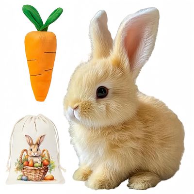 Celosmo Bunny - My Realistic Bunny Toy Bunby Realistic Bunny Jumping Shaking Ears Easter Gift Bunny Pal with Candy Bag (1pc-Brown)
