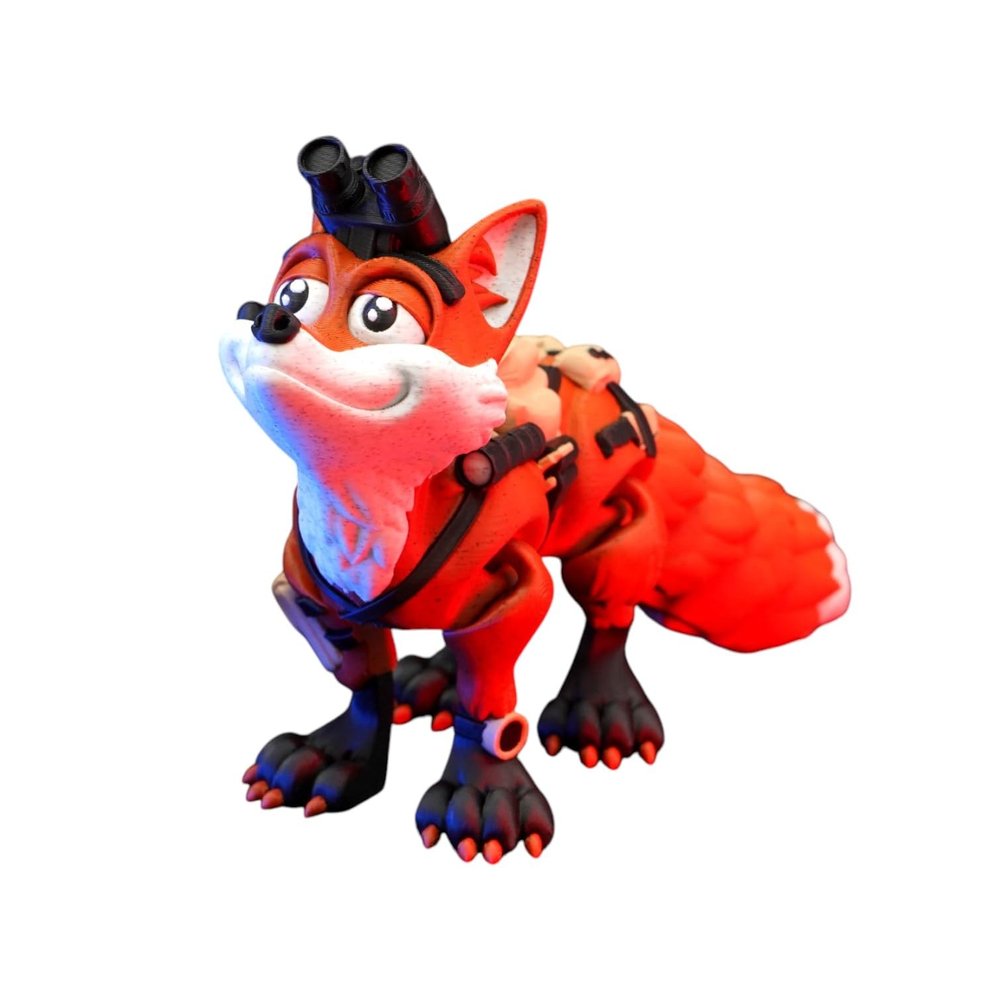 Articulated Special Ops Fox Figurine  Tactical Desk Fidget for Teens & Adults  Stress Relief & Collectible  3D Printed in Canada