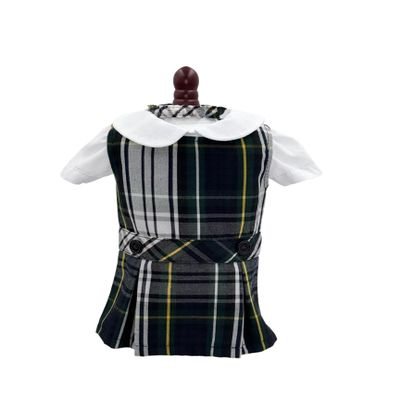 18 inch Doll Outfit-School Plaid Jumper Include Blouse and Hair Accessory/Add on Option: Sock and Shoe (Doll is not Included) (Dropped Waist Jumper Only, Plaid 45)