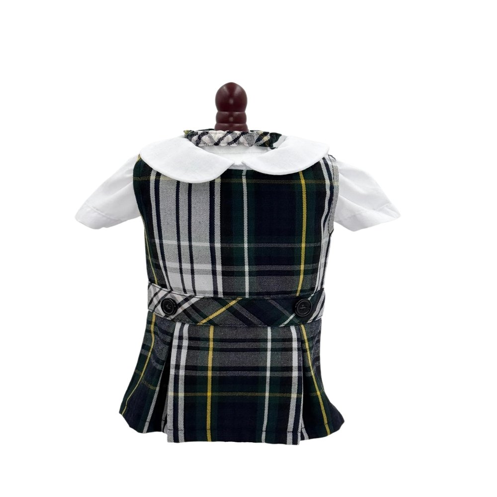 18 inch Doll Outfit-School Plaid Jumper Include Blouse and Hair Accessory/Add on Option: Sock and Shoe (Doll is not Included) (Dropped Waist Jumper Only, Plaid 45)