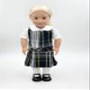18 inch Doll Outfit-School Plaid Jumper Include Blouse and Hair Accessory/Add on Option: Sock and Shoe (Doll is not Included) (Dropped Waist Jumper Only, Plaid 45) view 2