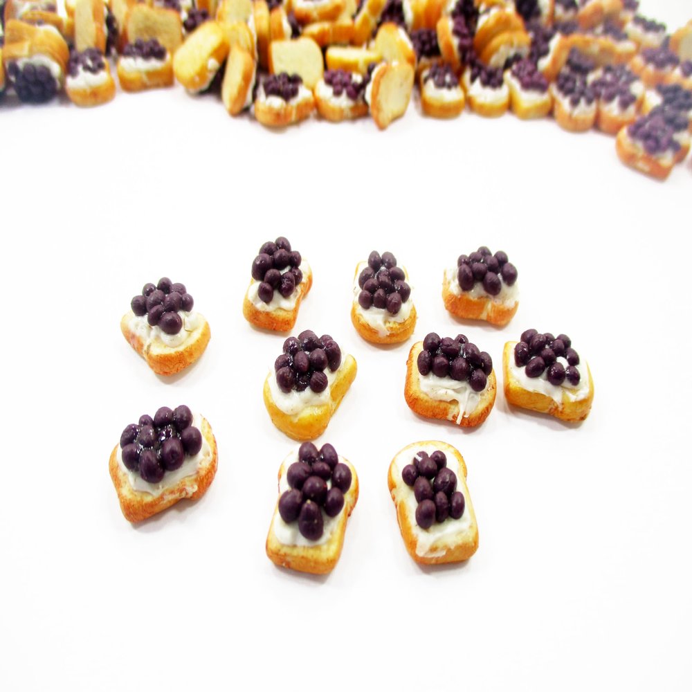 1:12 Dollhouse Food Blueberry Fruit Toast Breakfast Lot 10 Miniature Food Bread 16995