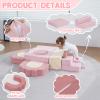 MOOZHEALTH 13 Pieces Foam Climbing Blocks for Toddlers|Floral Baby Soft Play Gym,Kids Indoor Crawing Climbers & Play Structures for Bedroom,Livingroom & Playroom,Pink & Beige view 3