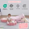 MOOZHEALTH 13 Pieces Foam Climbing Blocks for Toddlers|Floral Baby Soft Play Gym,Kids Indoor Crawing Climbers & Play Structures for Bedroom,Livingroom & Playroom,Pink & Beige view 4