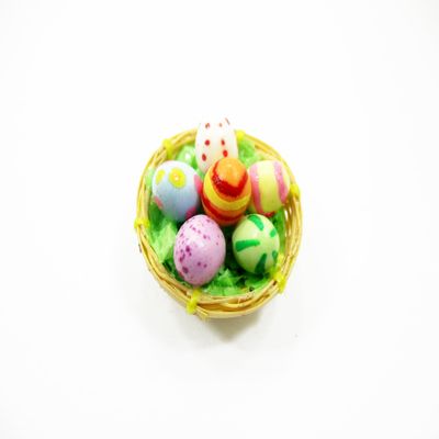 1:12 Miniature Clay Easter Egg Basket Dollhouse Food Holiday Decoration