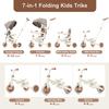 Baby Tricycle, Foldable Toddler Tricycle with Removable and Adjustable Parent Handle, Removable Pedal, Canopy, and Guardrail, for 12-72 Months (Ivory) view 3