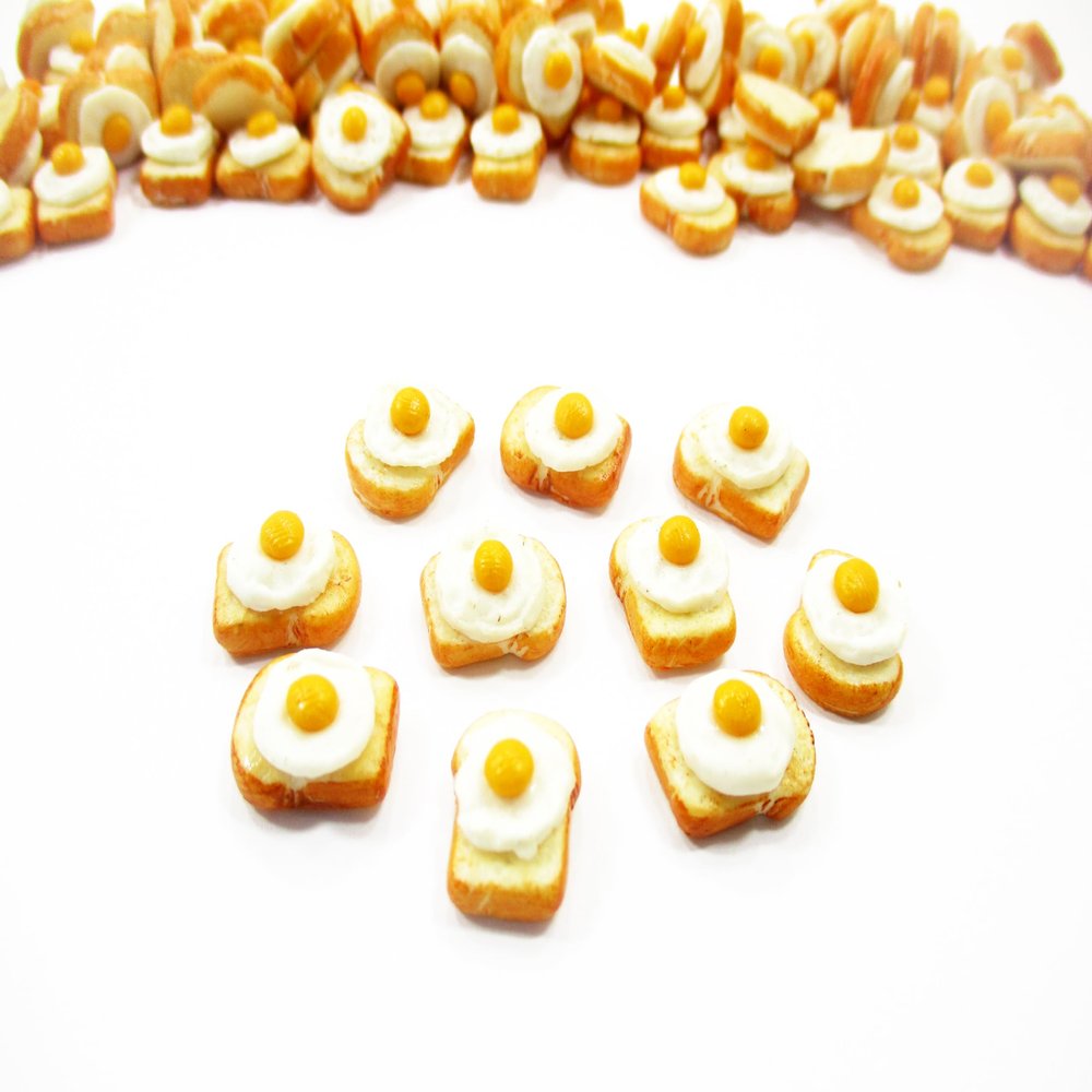 1:12 Dollhouse Food Fried Egg Toast Breakfast Lot 10 Miniature Bakery 17014