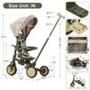 Baby Tricycle, Foldable Toddler Tricycle with Removable and Adjustable Parent Handle, Removable Pedal, Canopy, and Guardrail, for 12-72 Months (Dark Green) view 2