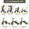 Baby Tricycle, Foldable Toddler Tricycle with Removable and Adjustable Parent Handle, Removable Pedal, Canopy, and Guardrail, for 12-72 Months (Dark Green) view 3