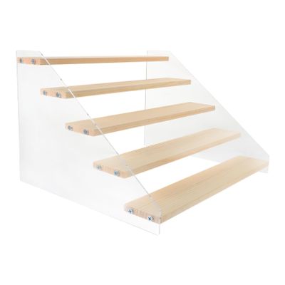 ADOCARN Wooden Tiered Display Stand for Dolls Figures Multi-level Organizer for Collectibles Cosmetics and Crafts Riser for Home Decor and Organization