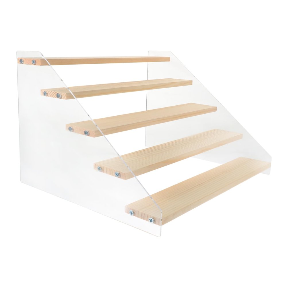 ADOCARN Wooden Tiered Display Stand for Dolls Figures Multi-level Organizer for Collectibles Cosmetics and Crafts Riser for Home Decor and Organization