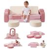 GudoInsole 13-Piece Soft Foam Climbing Blocks for Toddlers 13, Soft Toddler Climbing Toys Indoor, High-Density Modular Foam Play Set for Climbing Crawling and Sliding(Beige Pink) view 1