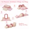 GudoInsole 13-Piece Soft Foam Climbing Blocks for Toddlers 13, Soft Toddler Climbing Toys Indoor, High-Density Modular Foam Play Set for Climbing Crawling and Sliding(Beige Pink) view 4