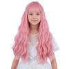 WAVELNM Kids Pink Wig with Bangs Pastel Pink Child Wigs Girls Long Wavy Curly Wig for Kids Synthetic Wigs for Daily Halloween Party Use view 1