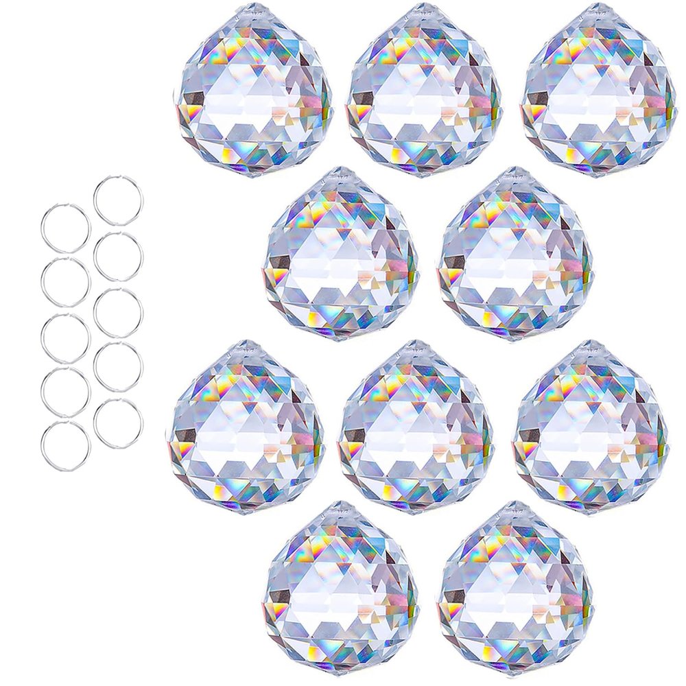 Crystal Prism 10PCS 1.6" Crystal Ball Prism K9 Hanging Suncatchers
