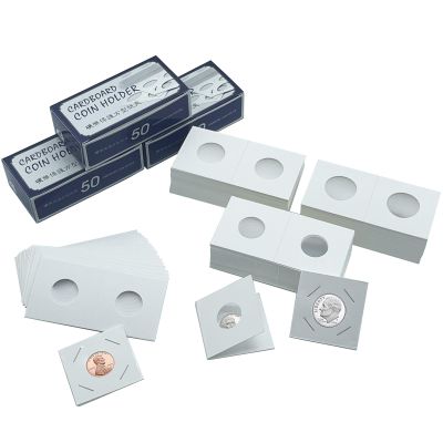 3 Assorted Sizes 150 Pieces Coin Flips 2" x 2" Cardboard Coin Holders Mylar Coin Flips for Colletors Coin Collection Supplies for Penny, Nickel, Quarter Collecting (20.5mm, 23mm, 25mm)