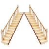 2Pcs 1 12 Scale Dollhouse Furniture, Wooden Miniature Stairs Dollhouse Furniture Right and Left Armrest Handrail DIY Unpainted Staircase for Accessories, 1 12 Scale view 1