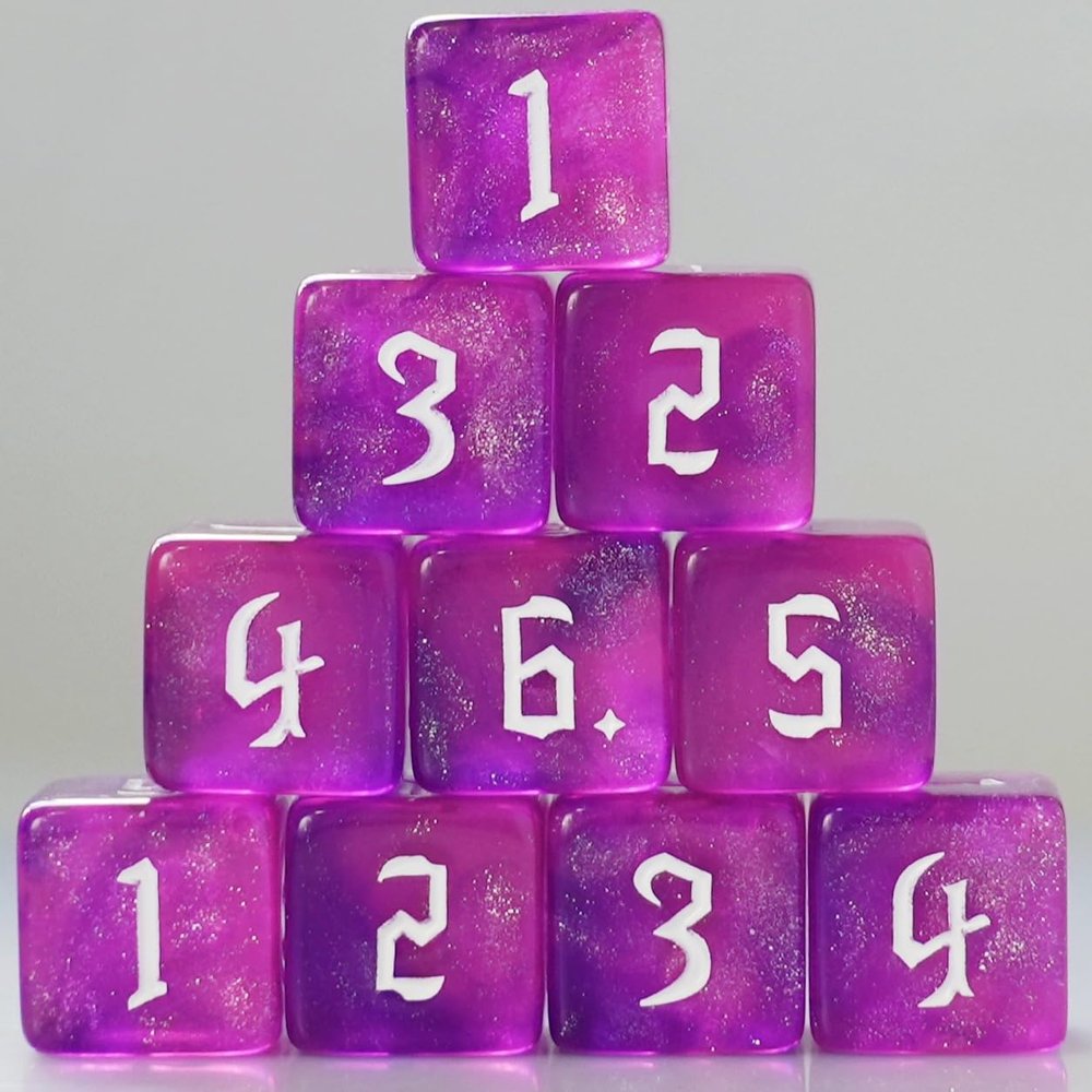 10 PC D6 dice 16mm Acrylic Dice Set for RPG MTG DND Dice Table Games and Board Games (Pink)