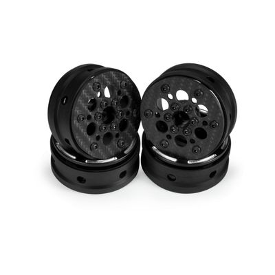 1.9 Carbon Fiber Beadlock Wheels Rim for 1/10 RC Rigs Crawler SCX10 Capra TRX4 TF2 Gmade R1 Element Enduro CC01 DIY (Black D)