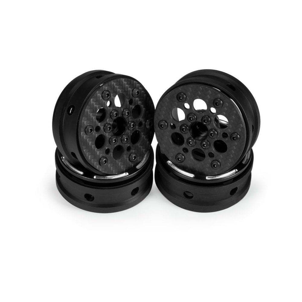 1.9 Carbon Fiber Beadlock Wheels Rim for 1/10 RC Rigs Crawler SCX10 Capra TRX4 TF2 Gmade R1 Element Enduro CC01 DIY (Black D)