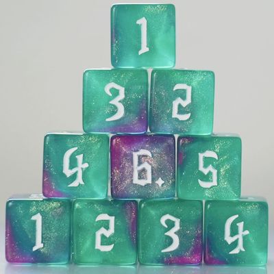 10 PC D6 dice 16mm Acrylic Dice Set for RPG MTG DND Dice Table Games and Board Games (Purple+Green)