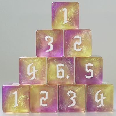 10 PC D6 dice 16mm Acrylic Dice Set for RPG MTG DND Dice Table Games and Board Games (Purple+Gold)