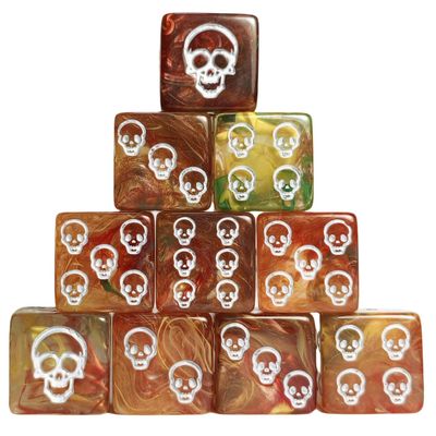 10 PC D6 dice 16mm Acrylic Dice Set for RPG MTG DND Dice Table Games and Board Games (Human Skeleton Gold)