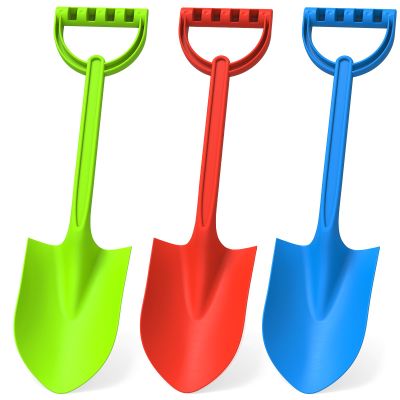 16" Beach Shovel Spade Scoop Sandbox Toy, Heavy Duty Shovel Garden Digging Sand Toy for Adults, Water Pool Bathtub Toy for Kid 4-8 8-12 Gift, Summer Vacation Camping Travel Essential - Blue Red Green